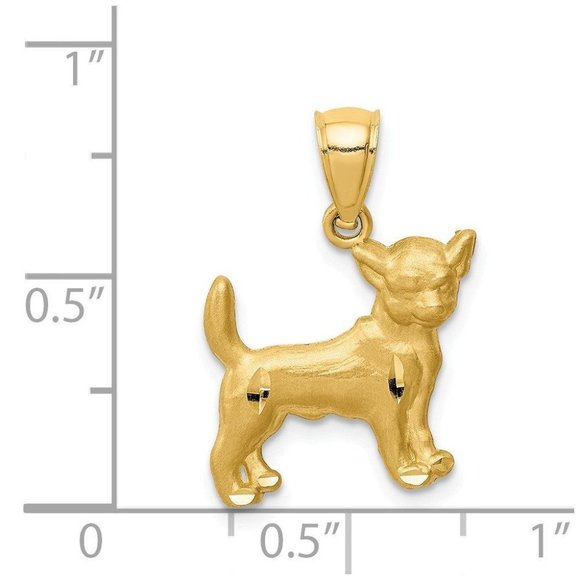 14K Gold Chihuahua Pendant New Charm Yellow - Picture 2 of 4